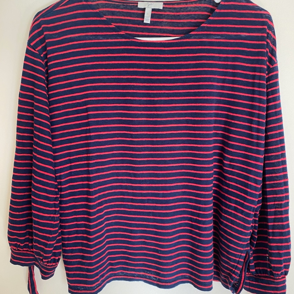 Joie - red & navy linen top - size-S